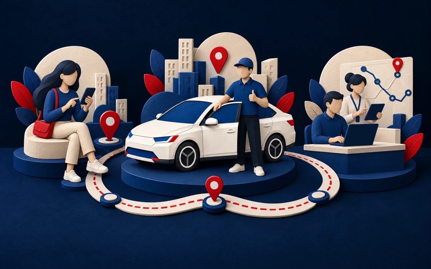 Ilustrační registr propojující schválené role, město, organizaci a osobní vůz